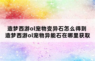 造梦西游ol宠物变异石怎么得到 造梦西游ol宠物异能石在哪里获取